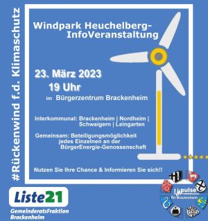 Windpark Heuchelberg - InfoVeranstaltung im Buergerzentrum Brackenheim am 23.03.2023